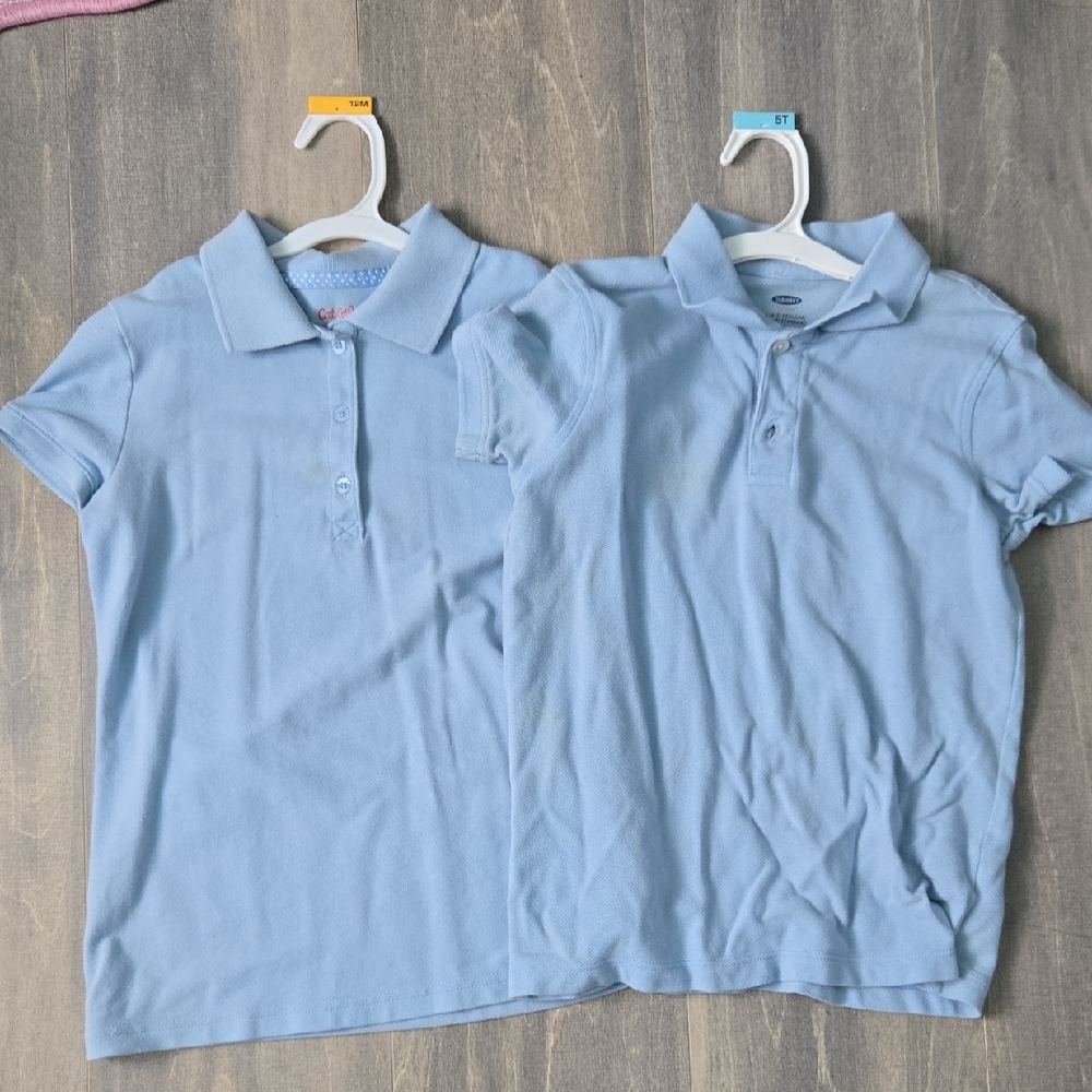 Lot Of 2 Polo Short Sleeve Uniform Shirts Kids Sz 7